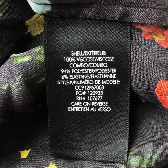 Alice Olivia black floral print blouse short-sleeve top sz small - Picture 13 of 16